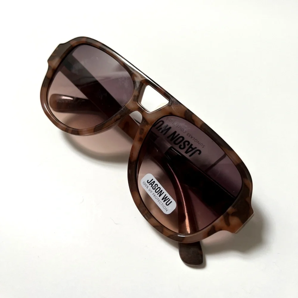 NWT Original JASON WU Double Bridge Aviator Sunglasses Tortoise Shell Brown